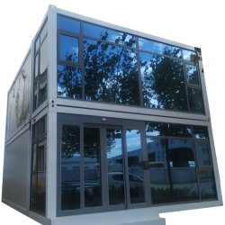 Smart Portable White Prefabricated Modular Office Coffee Shop Hospital Patient Room Flat Pack Container House with Clear Window